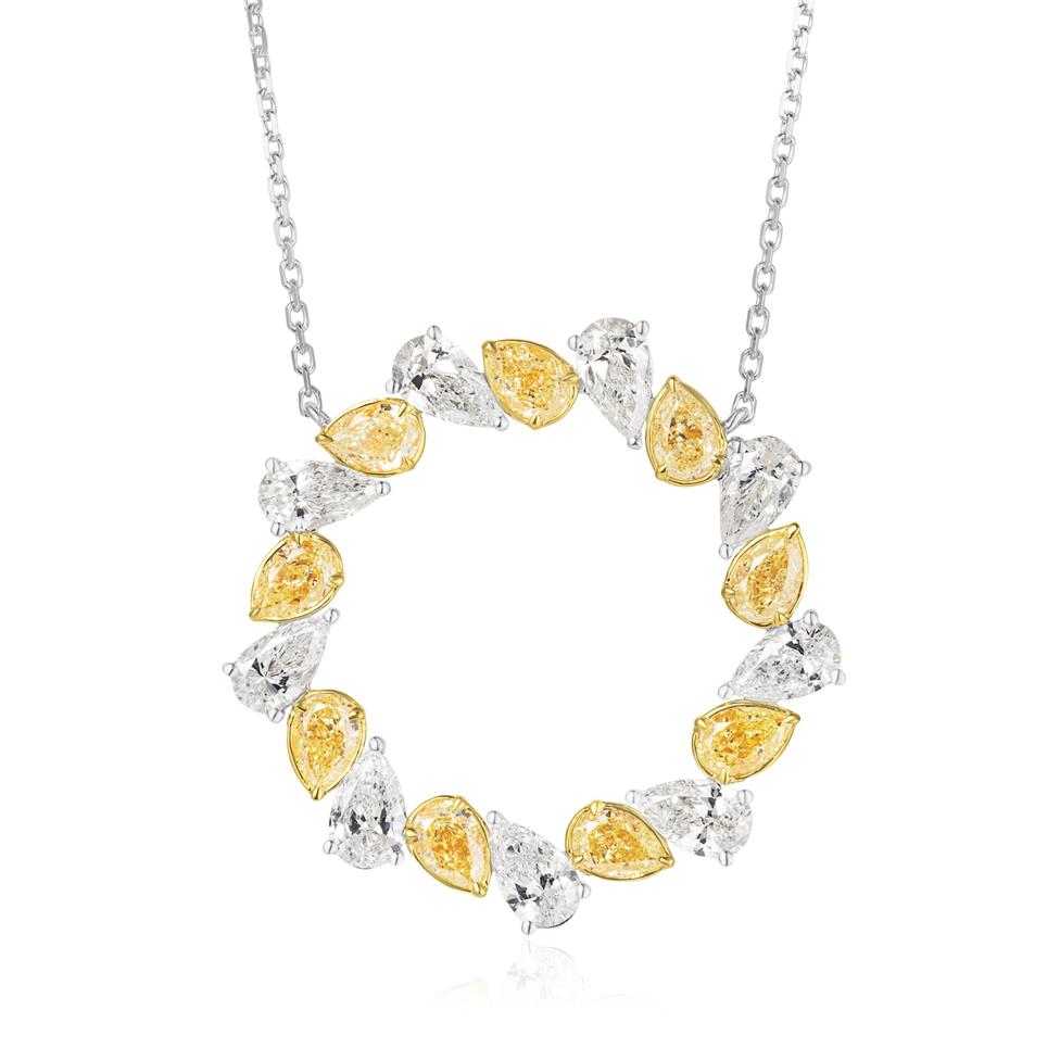 Aurora White Gold Yellow Diamond Circle Necklace Thumbnail Image 0