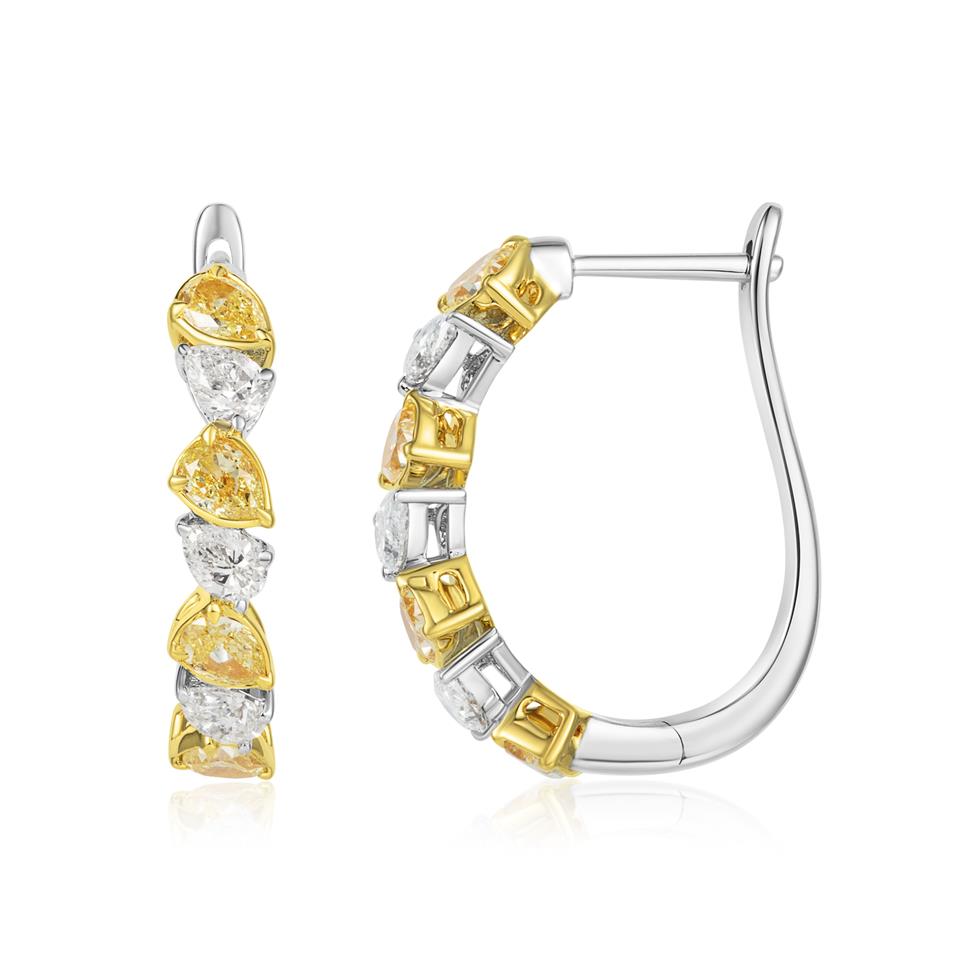 Aurora White Gold Yellow Diamond Hoop Earrings Thumbnail Image 0