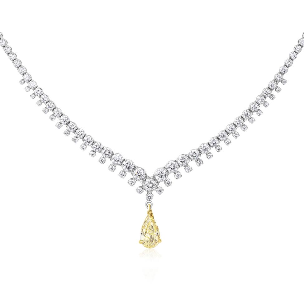18ct Yellow Gold Yellow Pear Diamond Solitaire Pendant 1.57ct Thumbnail Image 0