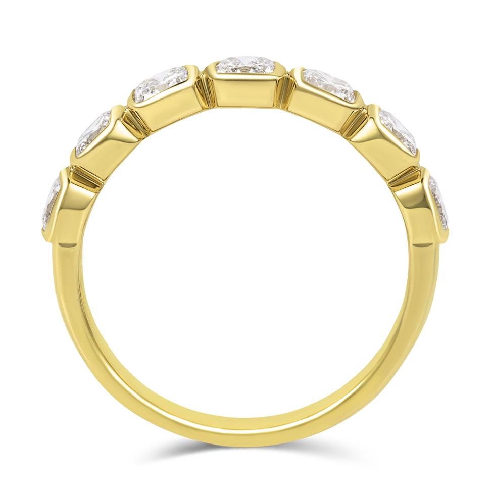 18ct Yellow Gold Bezel Set Cushion Diamond Half Eternity Ring 1.00ct Thumbnail Image 3