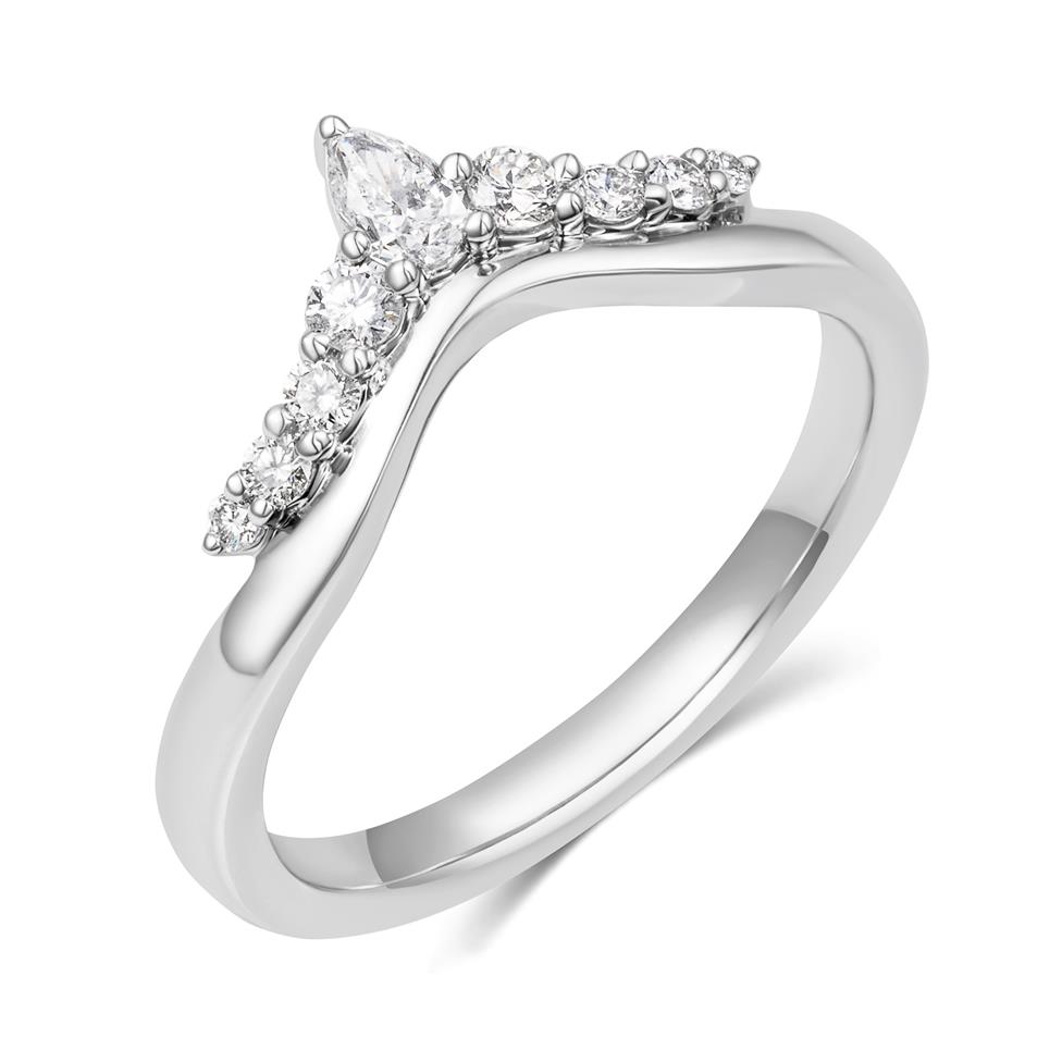 Platinum Diamond Set Shaped Wedding Ring 0.25ct Thumbnail Image 0