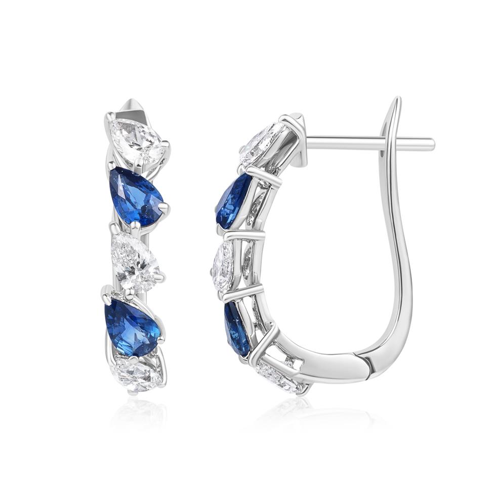 Aurora White Gold Sapphire and Diamond Half Hoop Earrings Thumbnail Image 0
