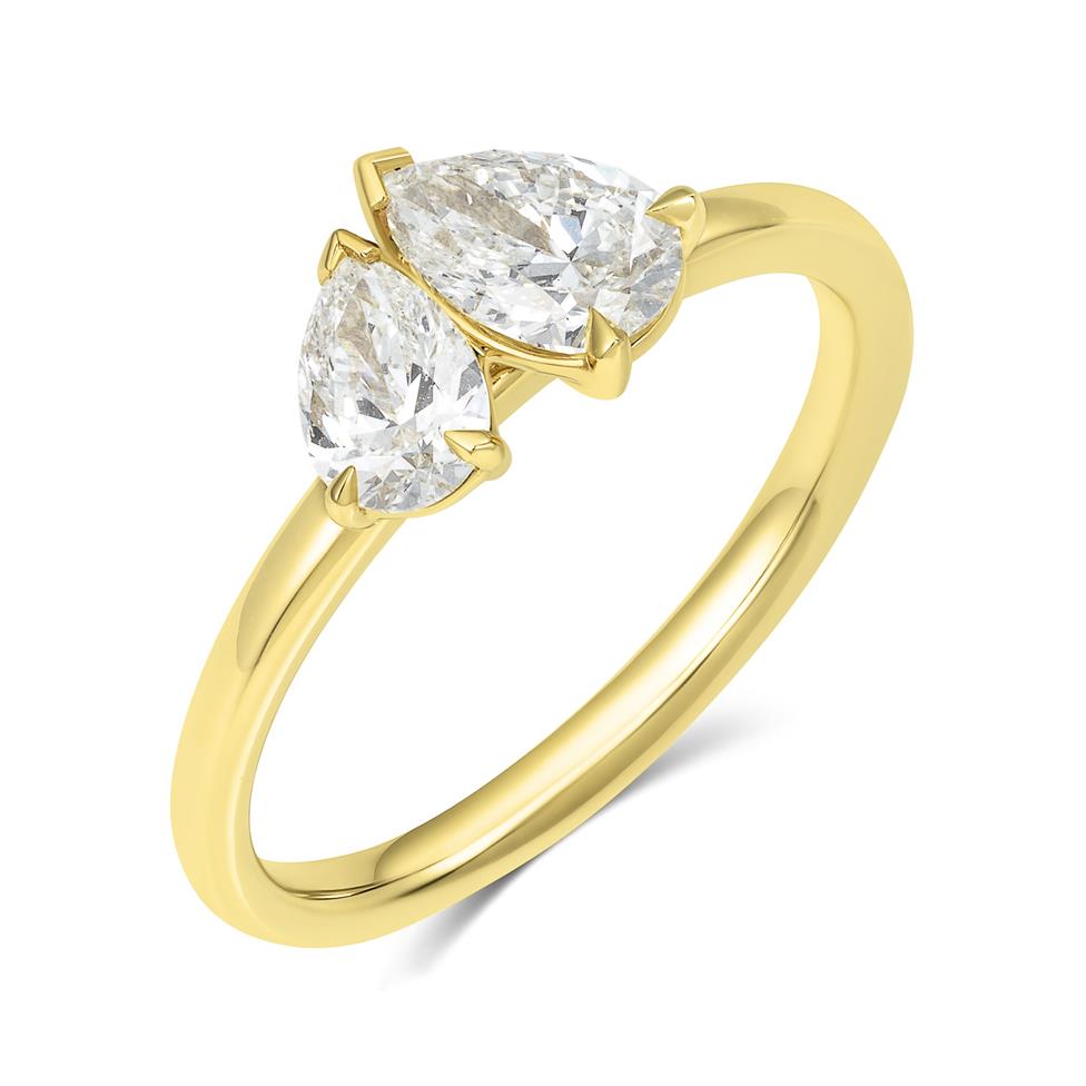 18ct Yellow Gold Pear Shape Diamond Toi et Moi Engagement Ring Thumbnail Image 0