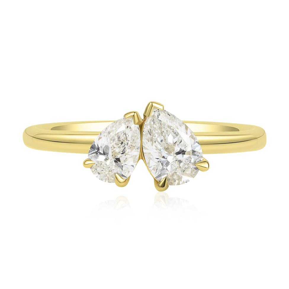 18ct Yellow Gold Pear Shape Diamond Toi et Moi Engagement Ring Thumbnail Image 1