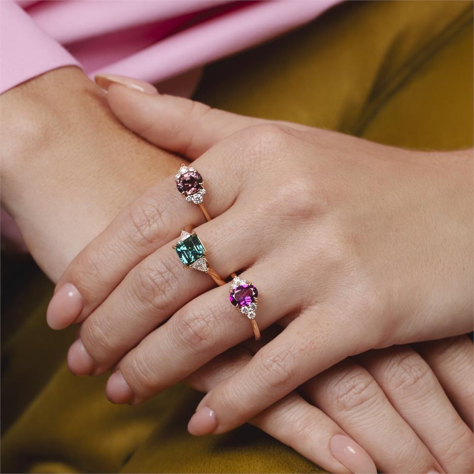 18ct Rose Gold Teal Tourmaline and Diamond Ring Thumbnail Image 1