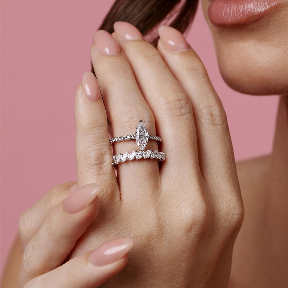 Platinum Marquise Diamond Half Eternity Ring 0.82ct Thumbnail Image 5