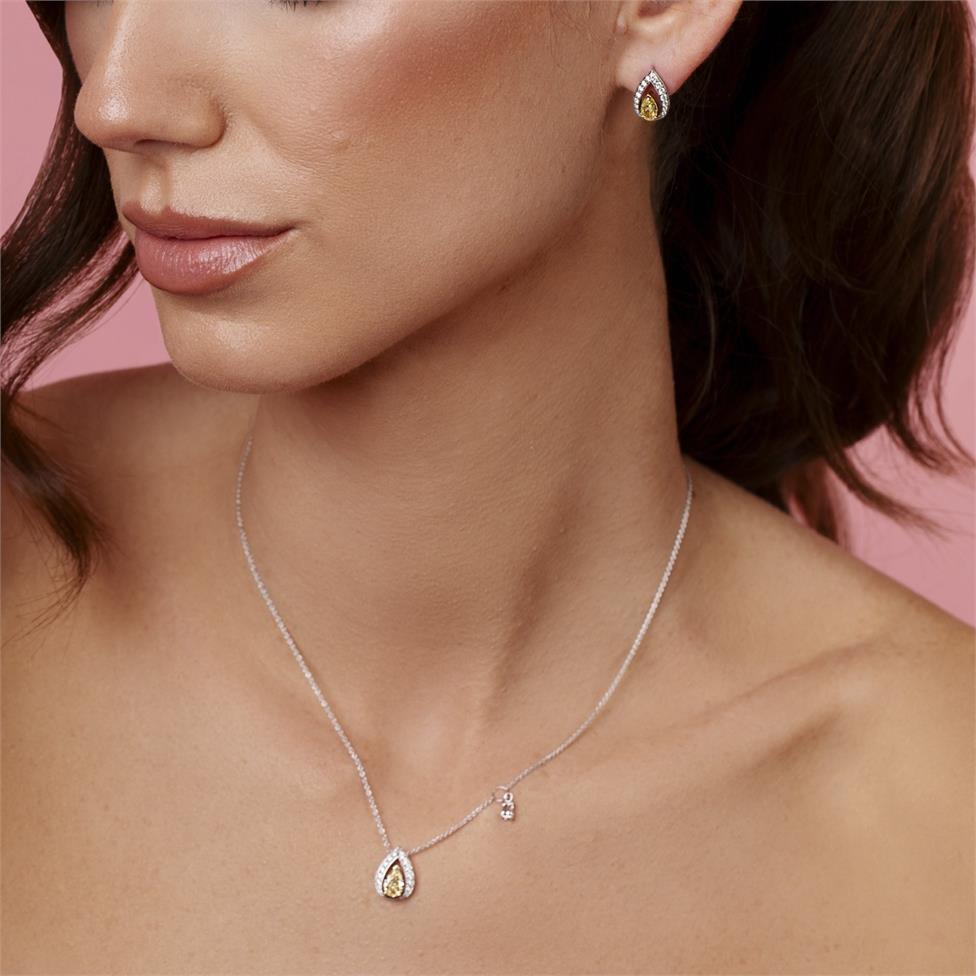 Theia 18ct White Gold Yellow Diamond Necklace Thumbnail Image 1