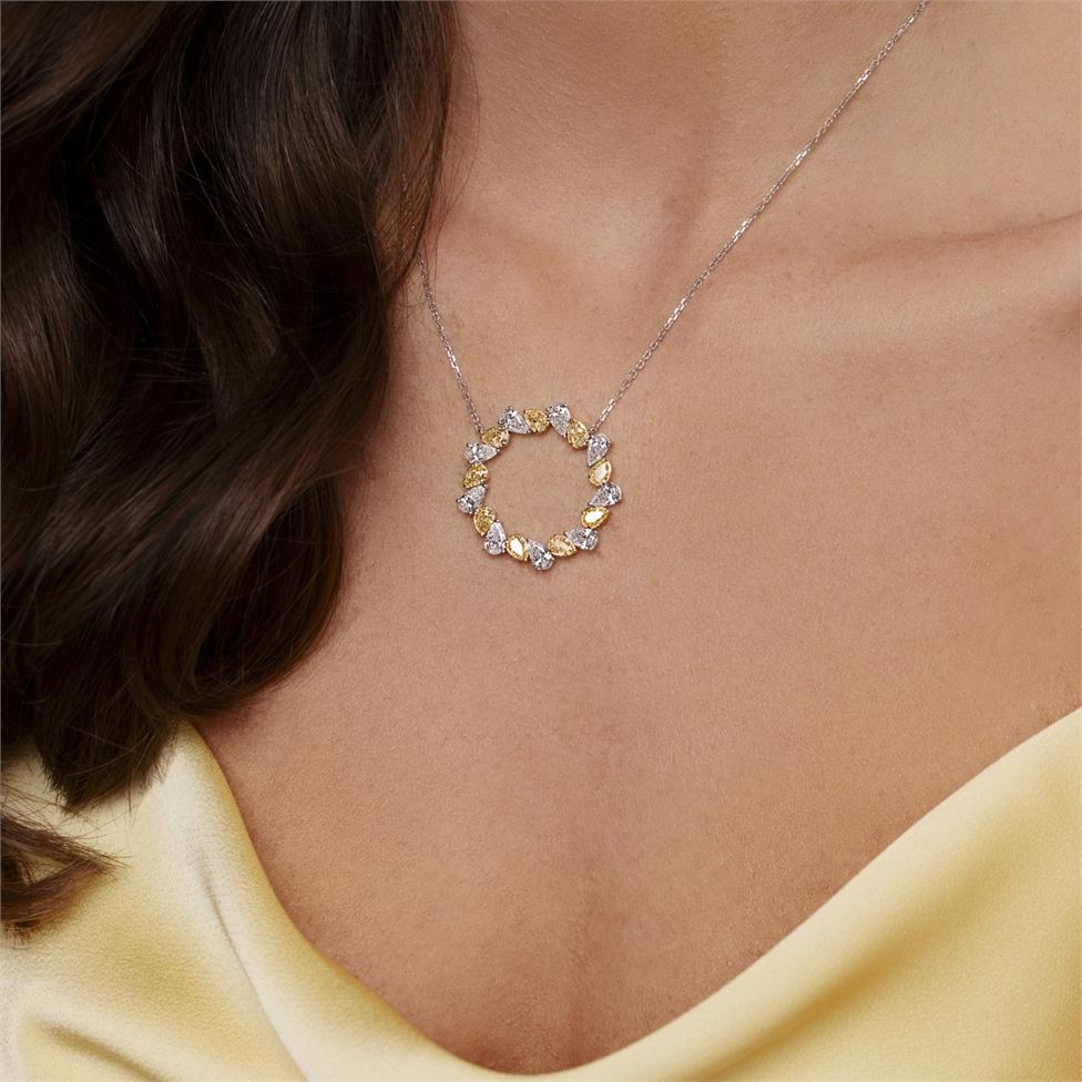 Aurora White Gold Yellow Diamond Circle Necklace Thumbnail Image 3