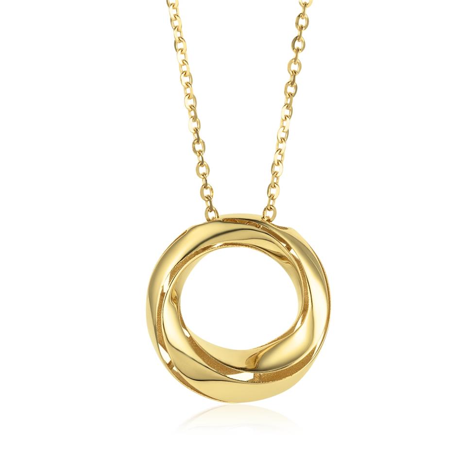 Aira 18ct Yellow Gold Twisted Circle Necklace Thumbnail Image 0