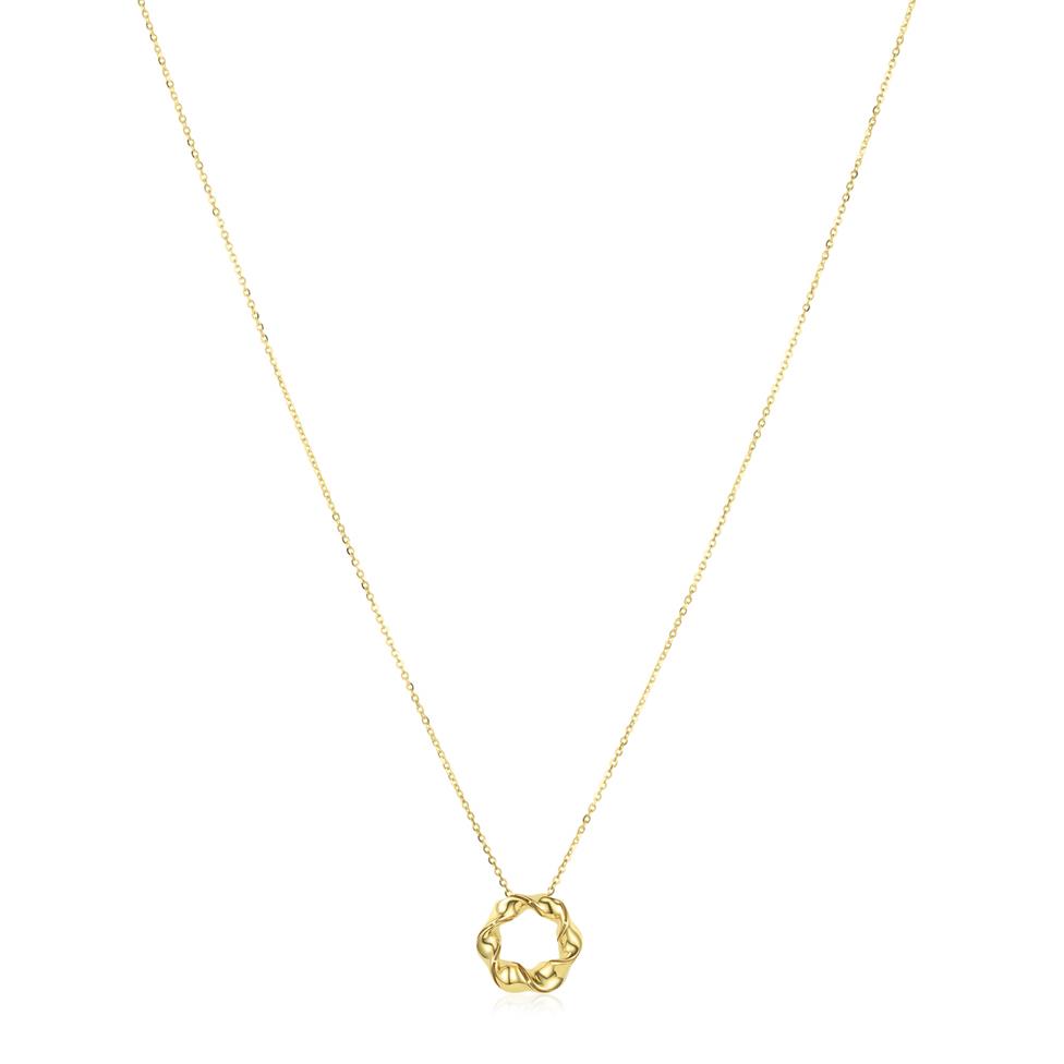 Aira 18ct Yellow Gold Twisted Circle Necklace Thumbnail Image 2