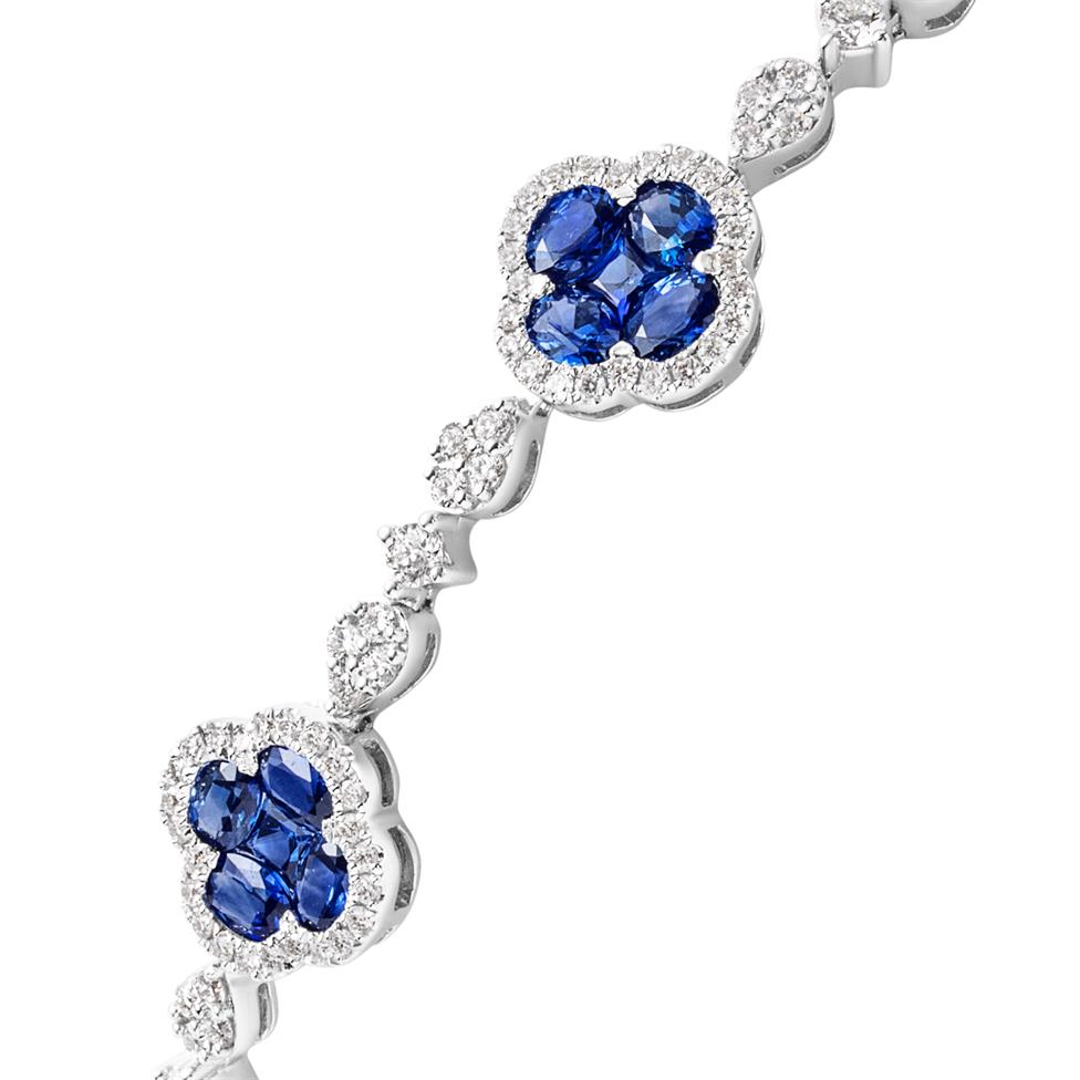 Fleur 18ct White Gold Sapphire and Diamond Bracelet Thumbnail Image 2