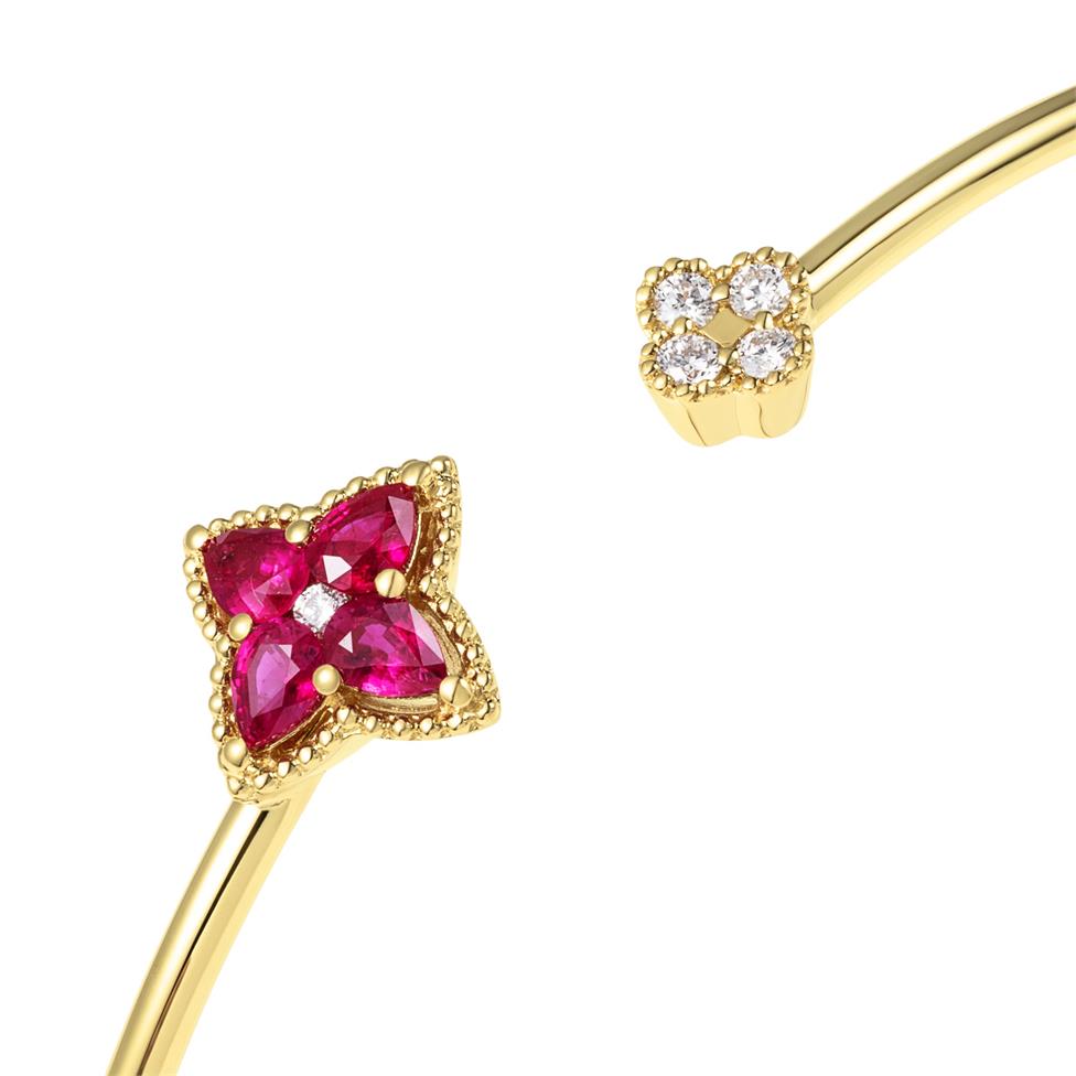 Fleur 18ct Yellow Gold Ruby Bangle Thumbnail Image 2