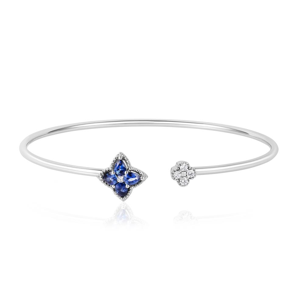 Fleur 18ct White Gold Sapphire Bangle Thumbnail Image 0