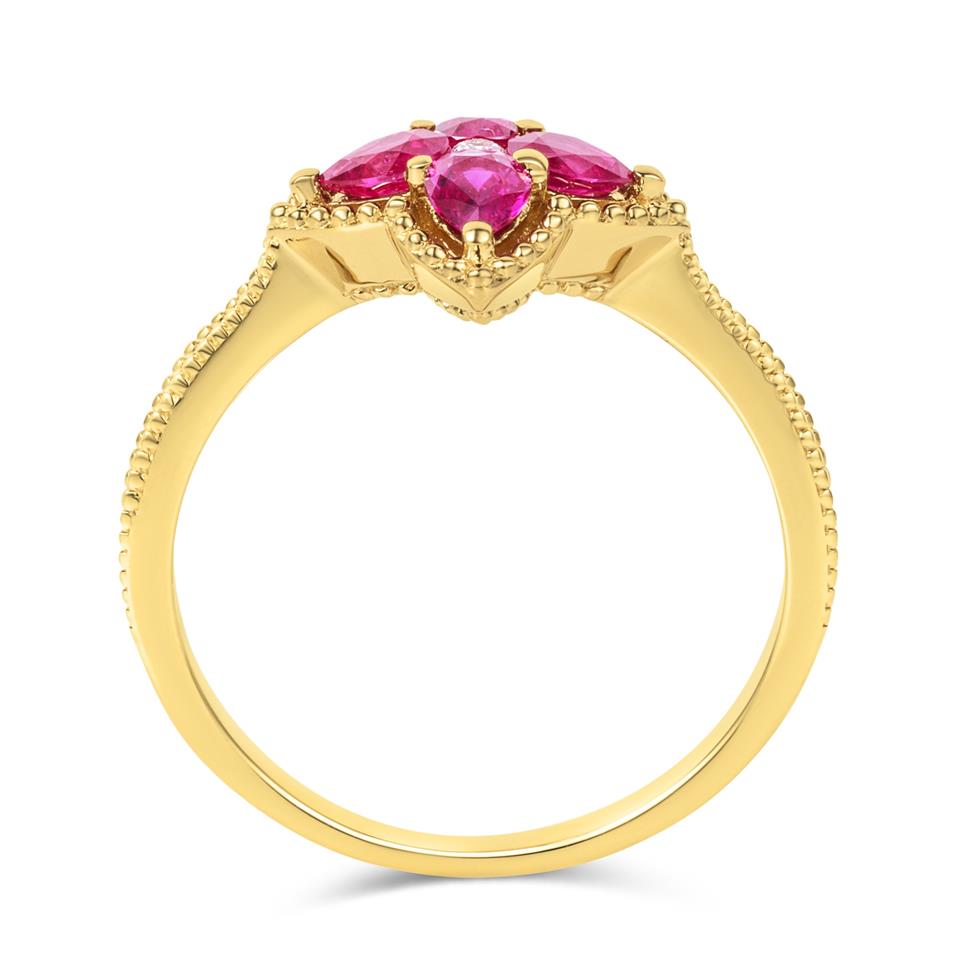 Fleur 18ct Yellow Gold Ruby Ring Thumbnail Image 3