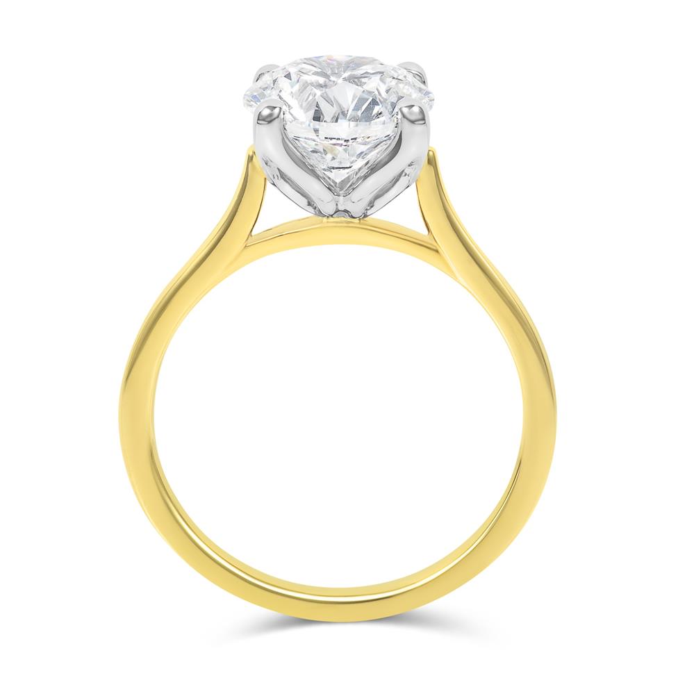 18ct Yellow Gold Lab Grown Round Diamond Engagement Ring 2.50ct Thumbnail Image 2
