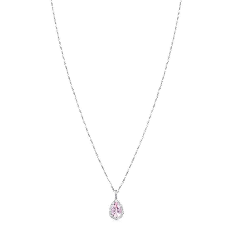 Camellia 18ct White Gold Morganite and Diamond Teardrop Pendant
 Thumbnail Image 2