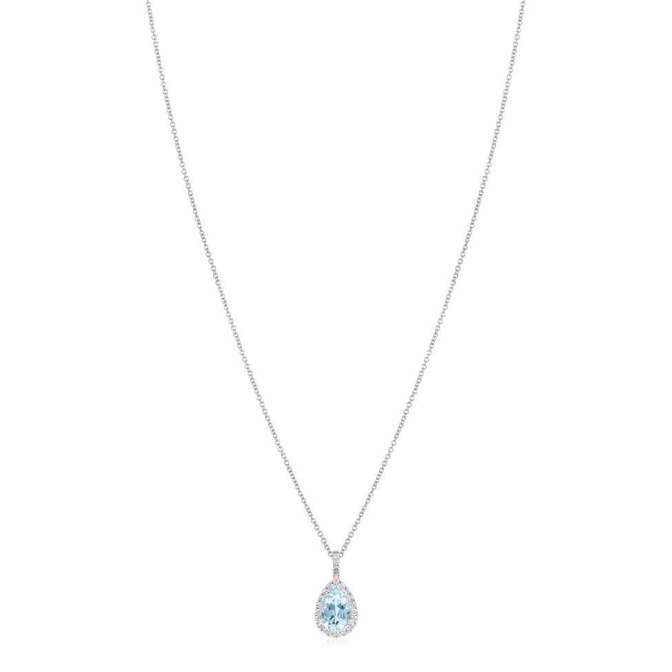 Camellia 18ct White Gold Aquamarine and Diamond Teardrop Pendant
 Thumbnail Image 2
