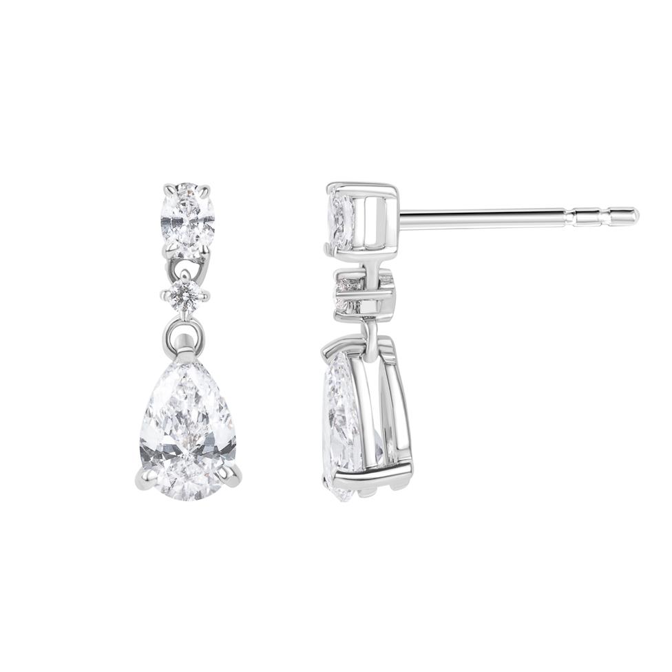 18ct White Gold Pear Diamond Drop Earrings 1.00ct Thumbnail Image 0