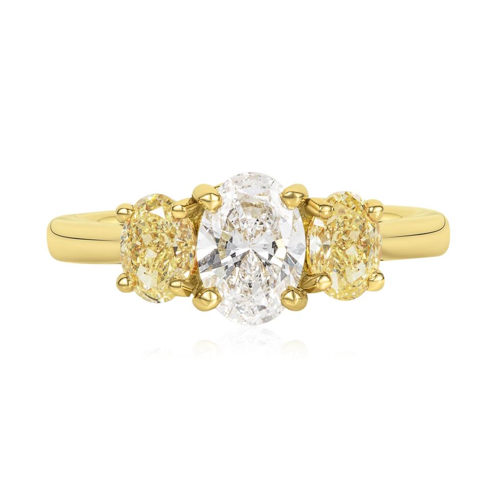 18ct Yellow Gold Oval Diamond Three Stone Engagement Ring 1.92ct Thumbnail Image 1
