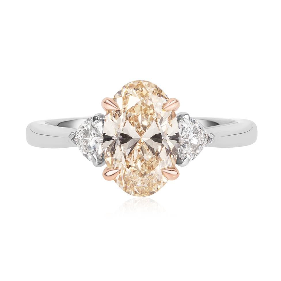 Platinum Oval Diamond Three Stone Engagement Ring 2.43ct Thumbnail Image 2