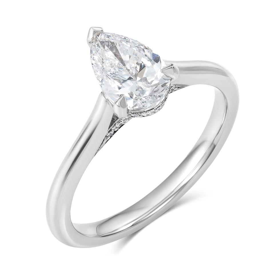 Platinum Pear Diamond Solitaire Engagement Ring 1.21ct Thumbnail Image 0