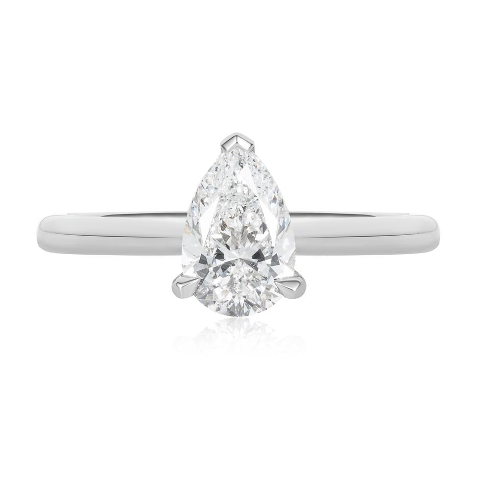 Platinum Pear Diamond Solitaire Engagement Ring 1.21ct Thumbnail Image 2