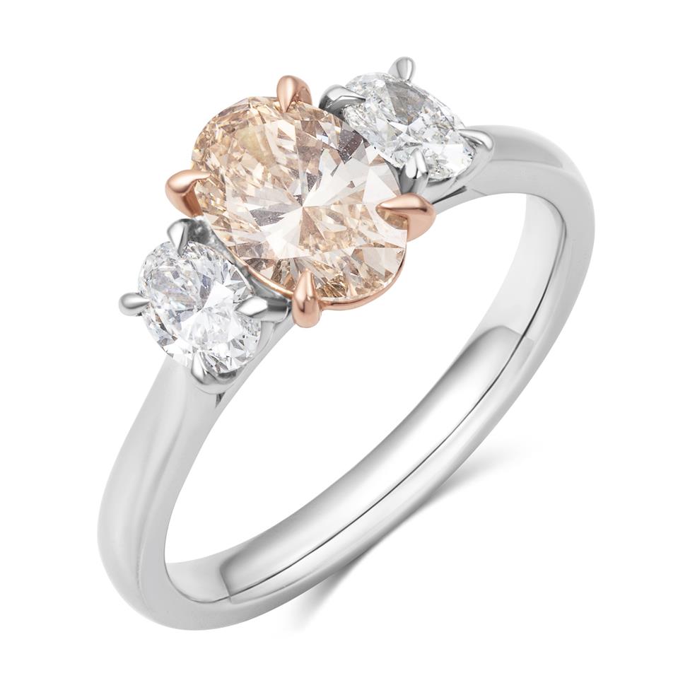 Platinum Oval Diamond Three Stone Engagement Ring 1.53ct Thumbnail Image 0