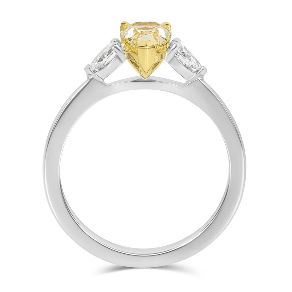 Platinum Yellow Pear Diamond Engagement Ring 0.90ct Thumbnail Image 3