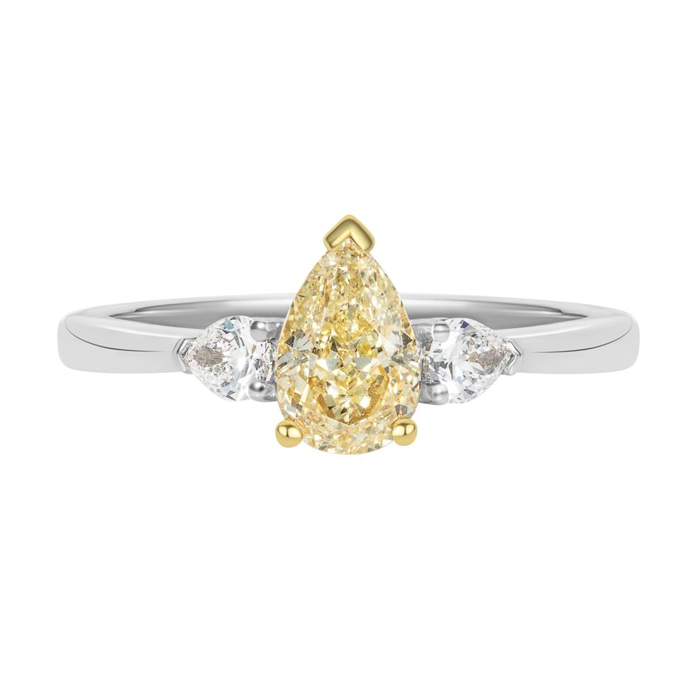 Platinum Yellow Pear Diamond Engagement Ring 0.90ct Thumbnail Image 2