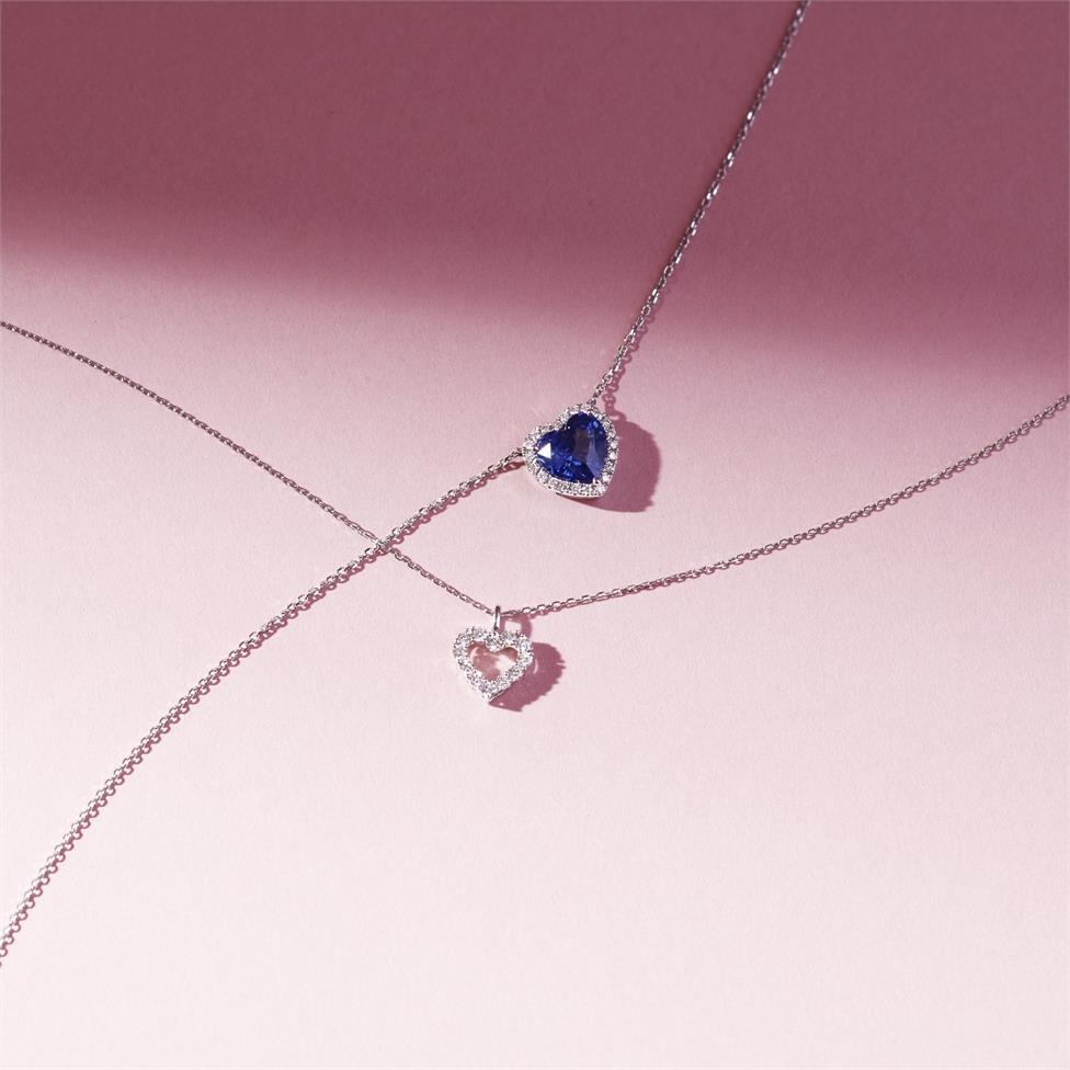 18ct White Gold Open Heart Design Diamond Necklace 0.16ct Thumbnail Image 1