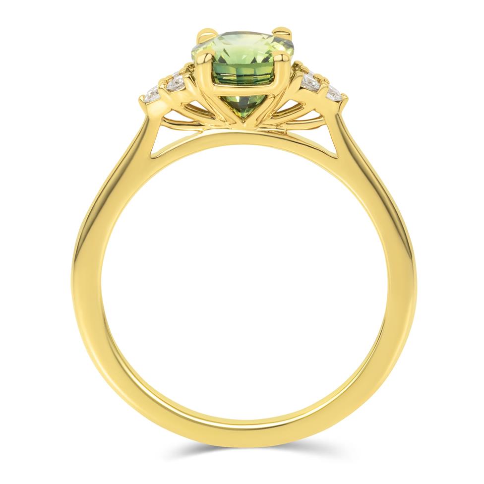 18ct Yellow Gold Oval Bi-Colour Sapphire and Diamond Engagement Ring Thumbnail Image 3