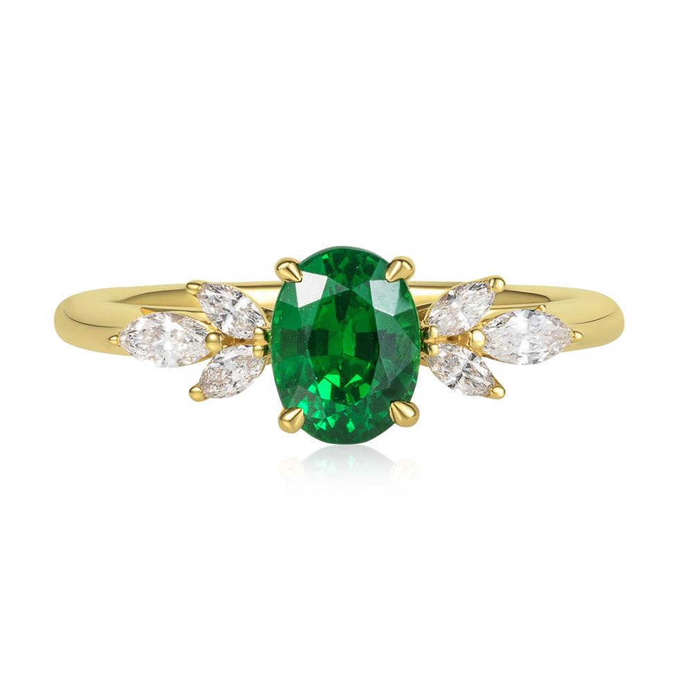 18ct Yellow Gold Tsavorite Garnet and Diamond Ring Thumbnail Image 1