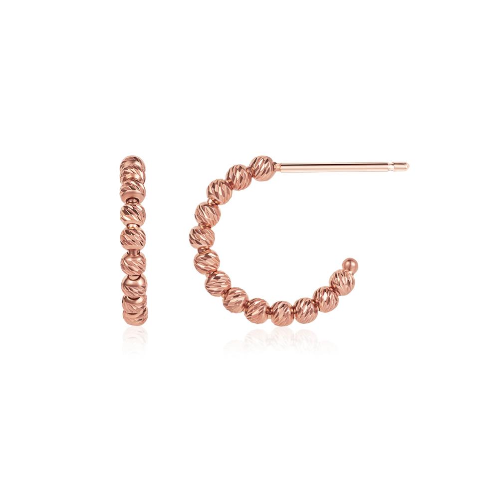 18ct Rose Gold Faceted Semi Hoop Earrings 14mm Thumbnail Image 0