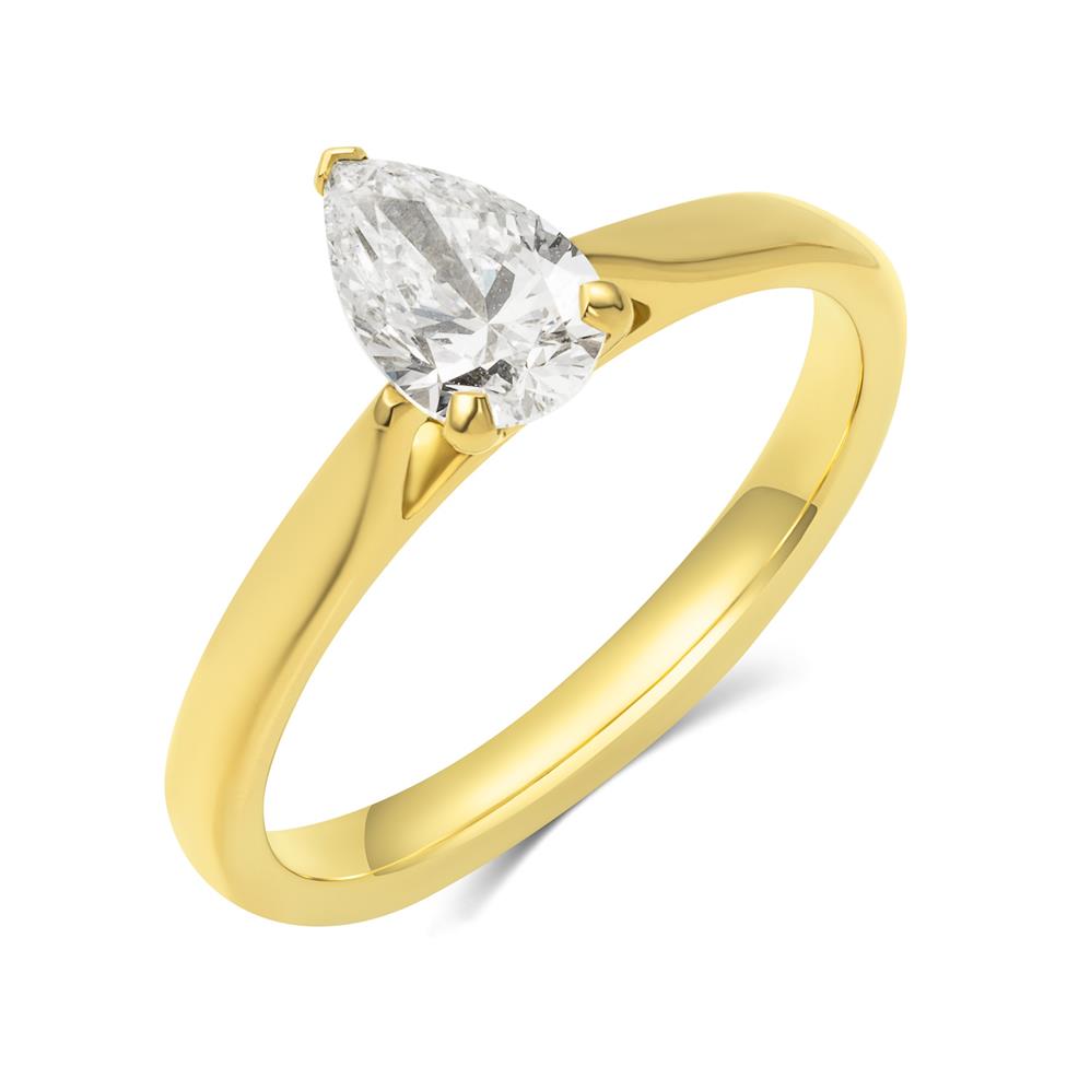 18ct Yellow Gold Diamond Pear Shape Solitaire Engagement Ring 0.70ct Thumbnail Image 0