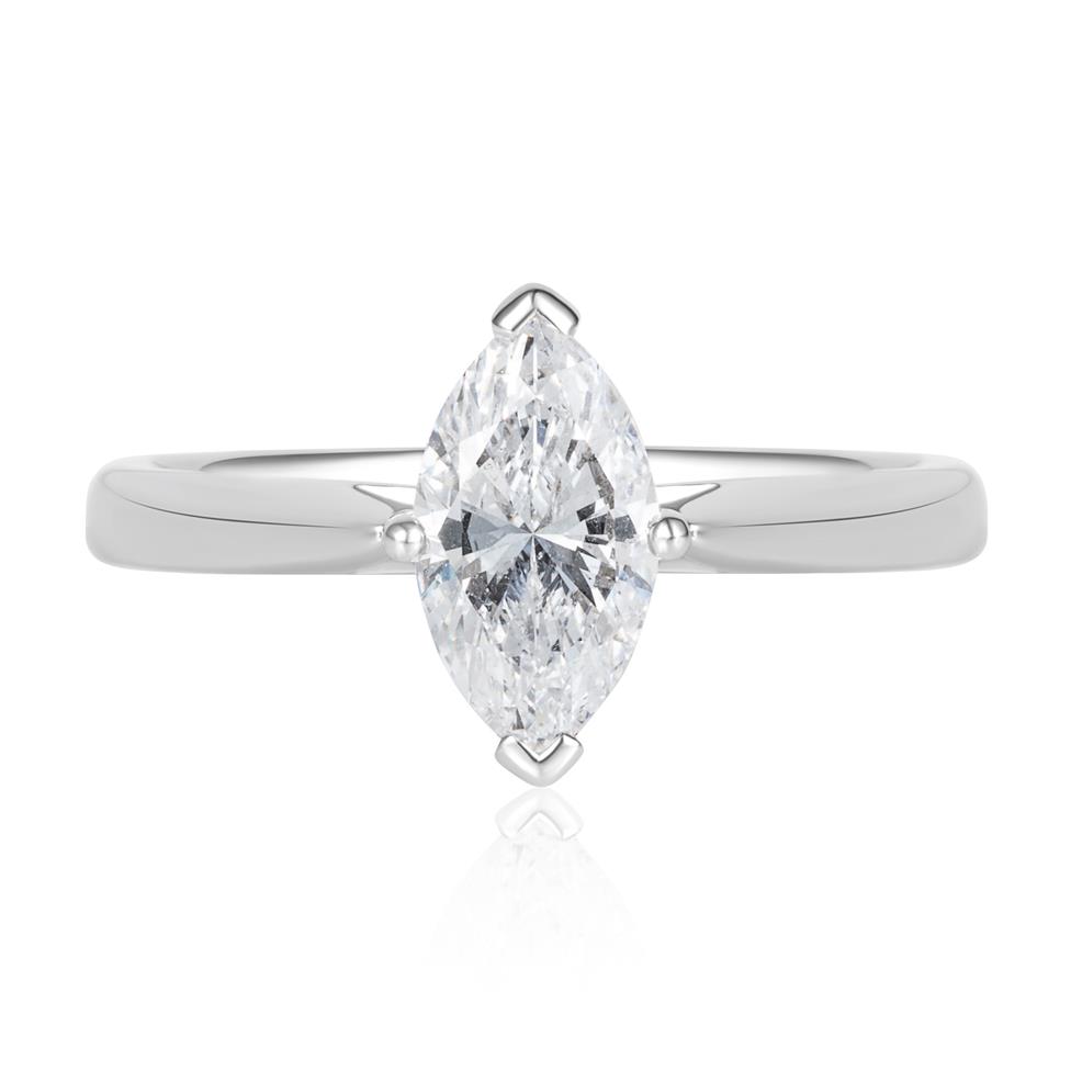 Platinum Marquise Cut Diamond Solitaire Engagement Ring 1.00ct Thumbnail Image 2