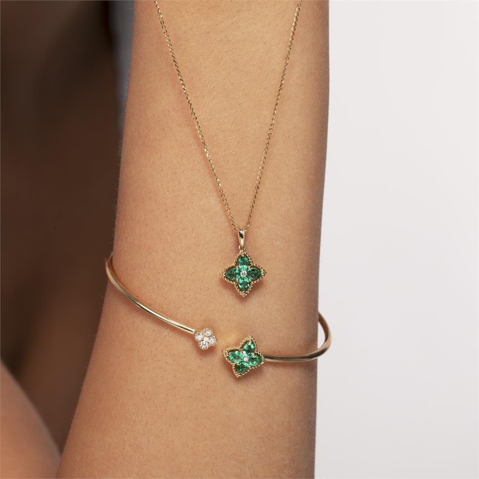 Fleur 18ct Yellow Gold Emerald Pendant Thumbnail Image 1