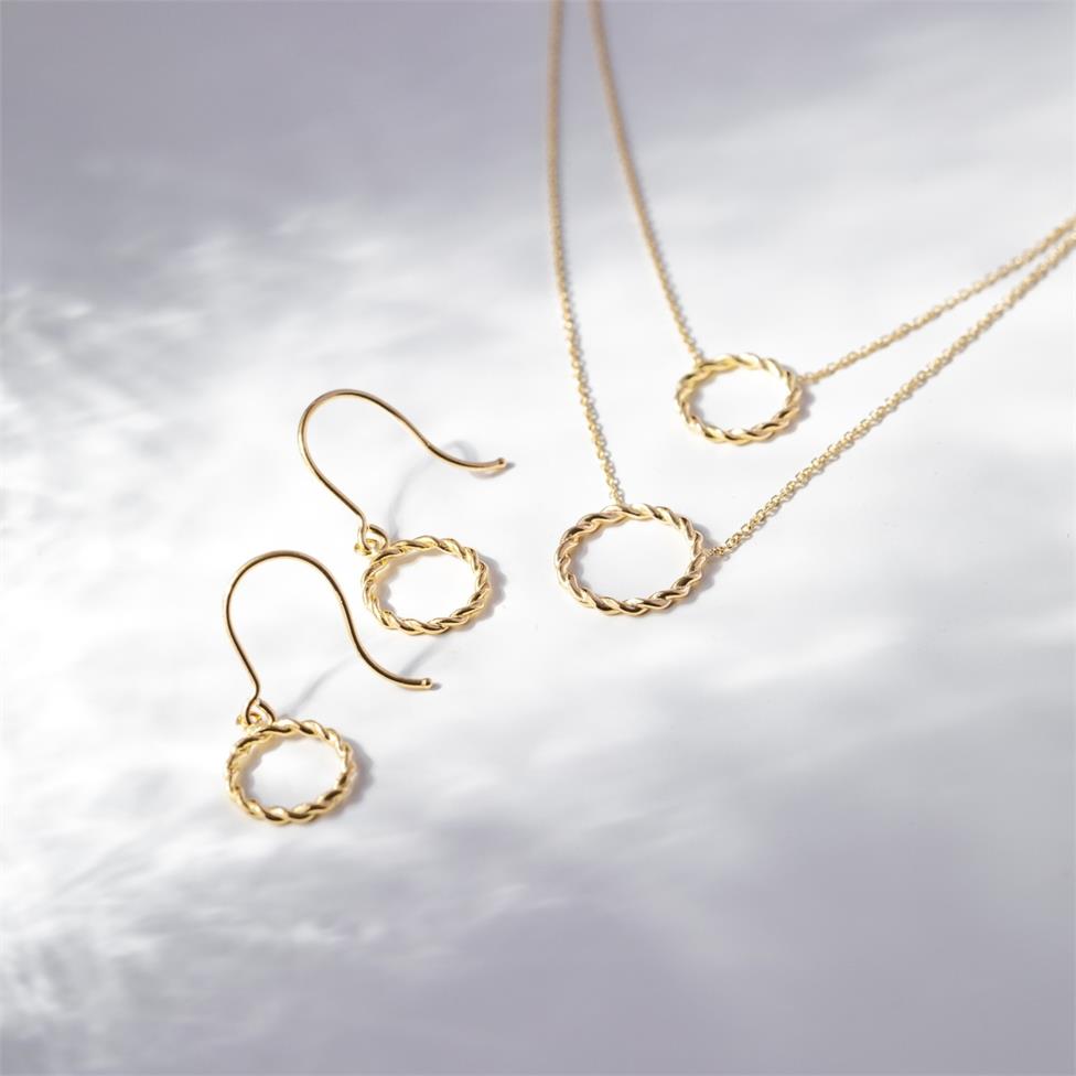 Aura 18ct Yellow Gold Circle Design Double Necklace Thumbnail Image 2