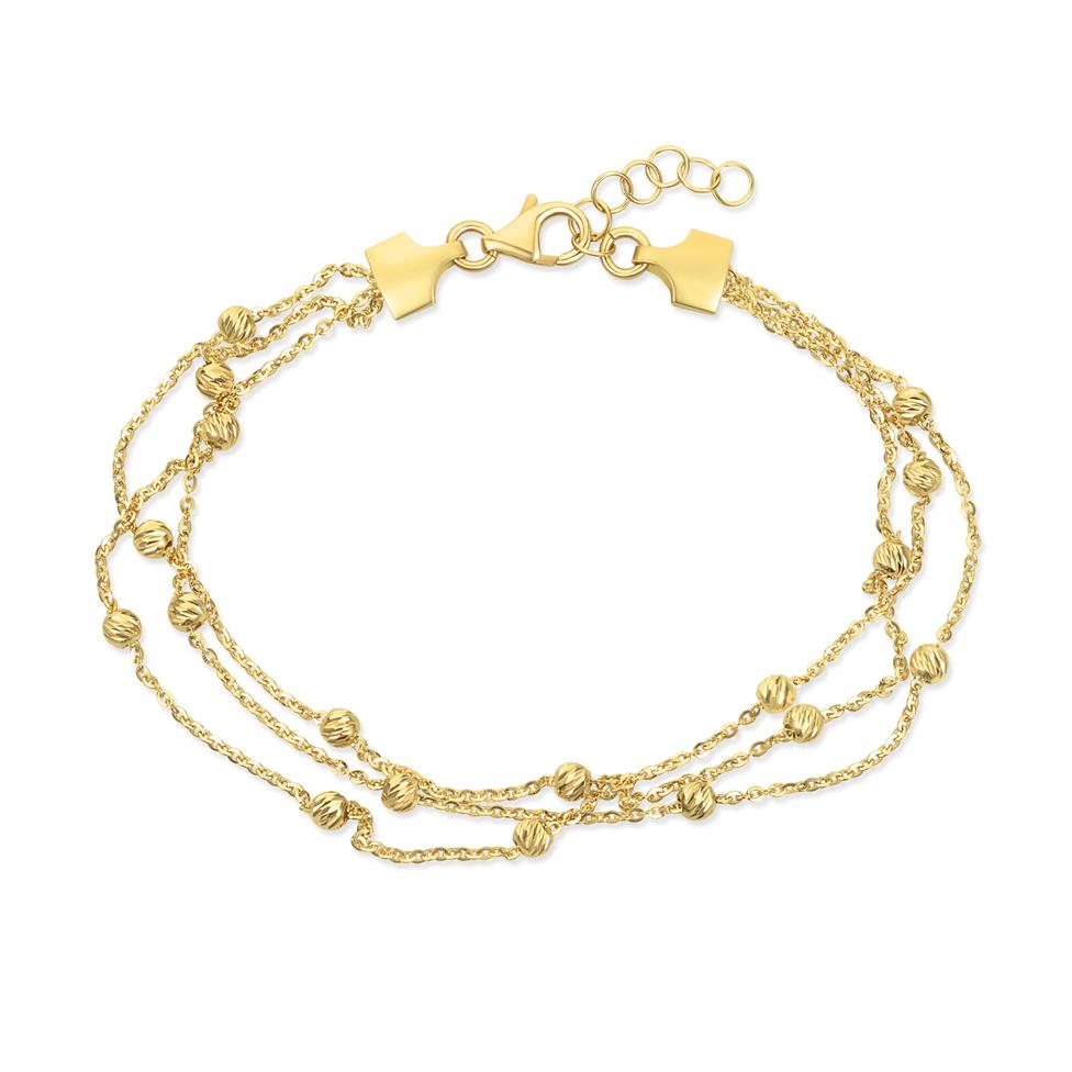 18ct Yellow Gold Three Strand Faceted Bead Station Bracelet Thumbnail Image 0