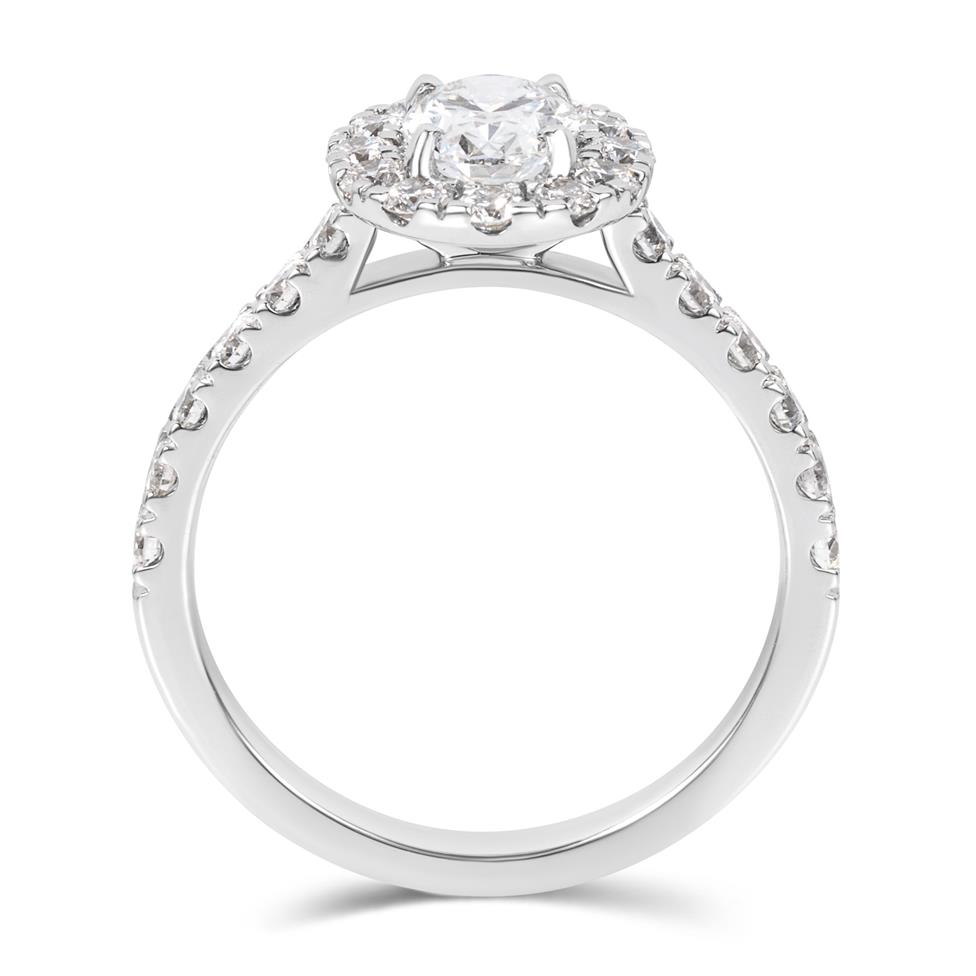 Platinum Oval Diamond Halo Engagement Ring 1.54ct Thumbnail Image 3