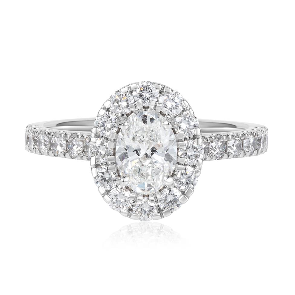 Platinum Oval Diamond Halo Engagement Ring 1.54ct Thumbnail Image 2