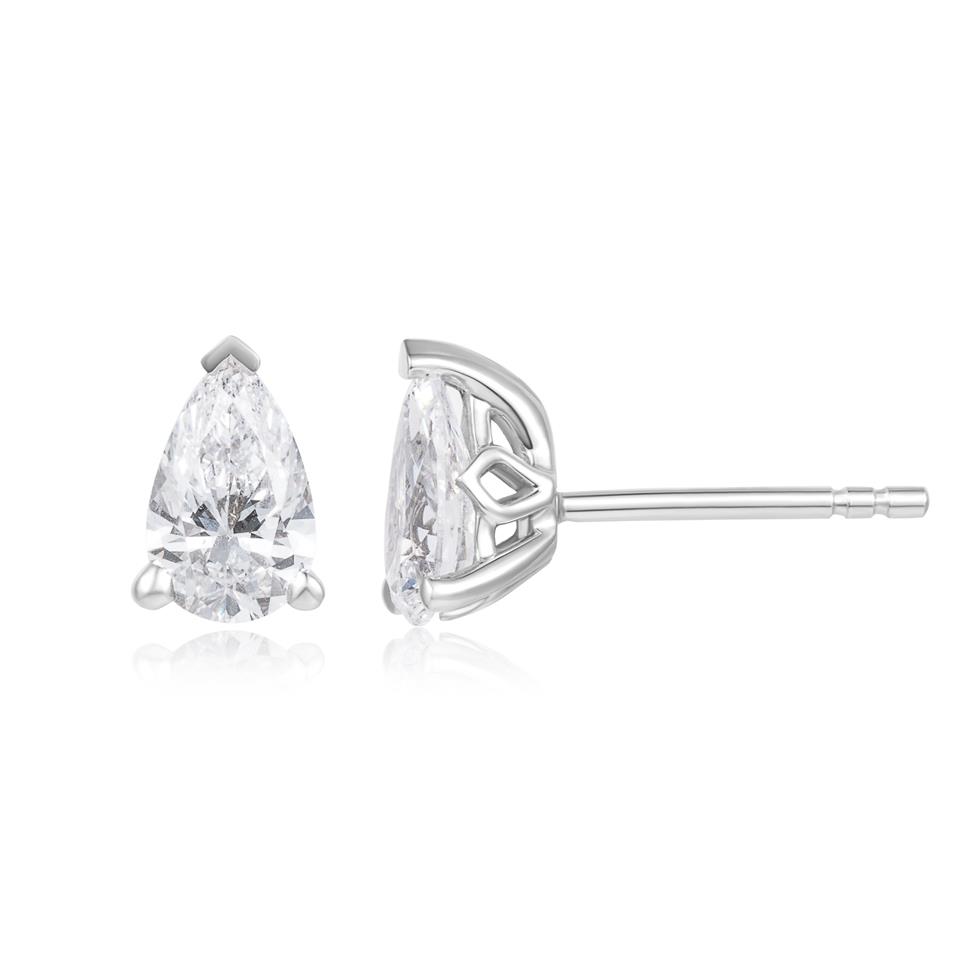 18ct White Gold Lab Grown Pear Shape Diamond Earrings 1.40ct Thumbnail Image 0