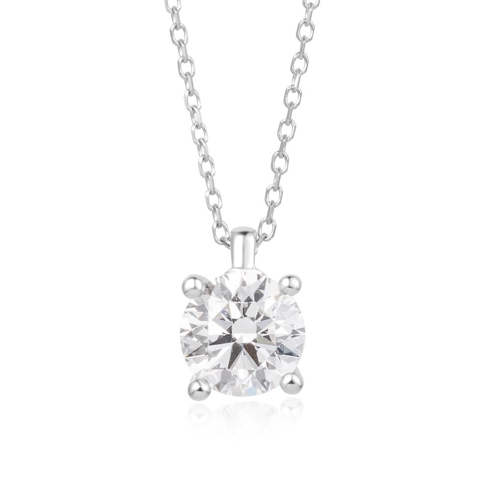 18ct White Gold Lab Grown Round Diamond Necklace 1.00ct Thumbnail Image 0