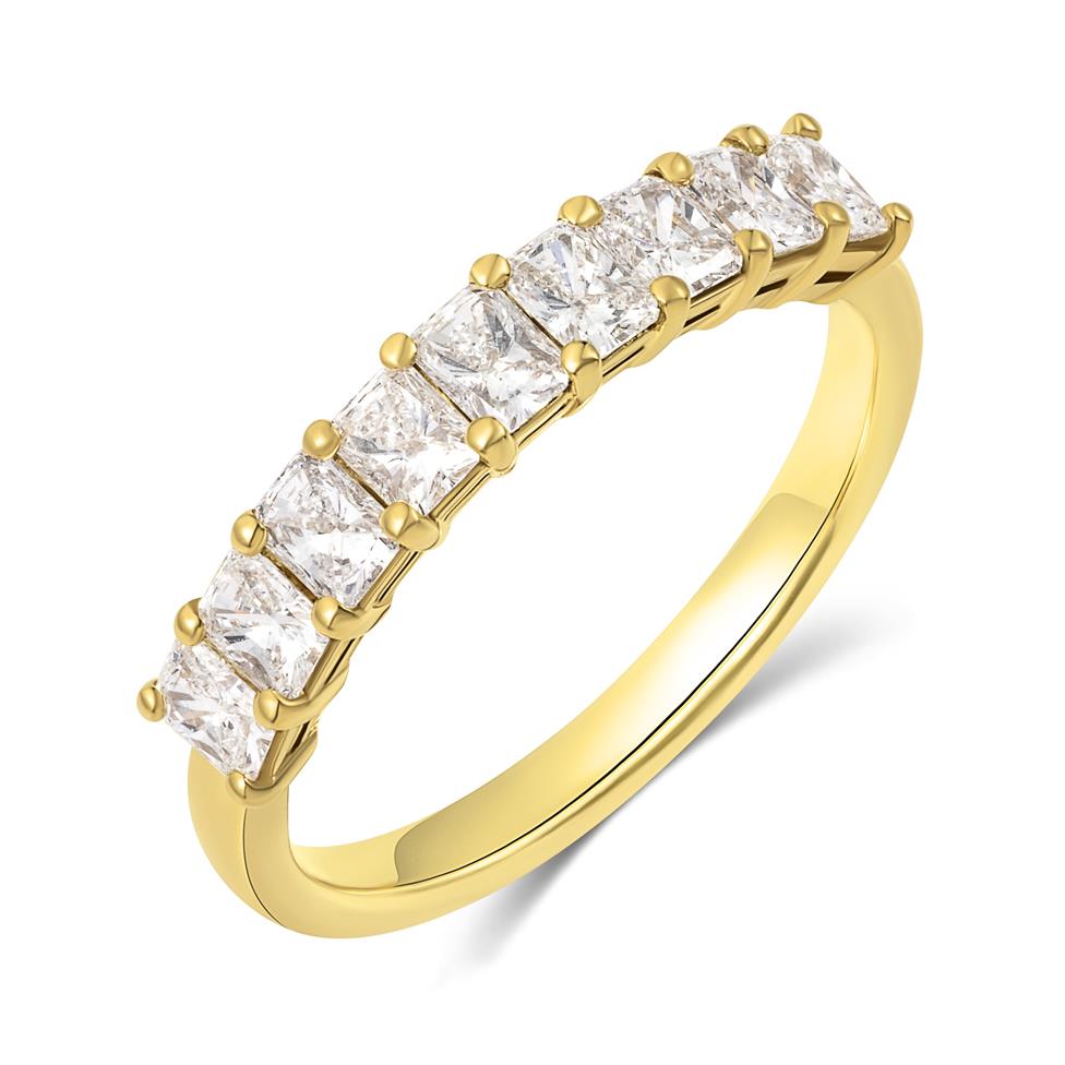 18ct Yellow Gold Radiant Diamond Half Eternity Ring 1.00ct Thumbnail Image 0