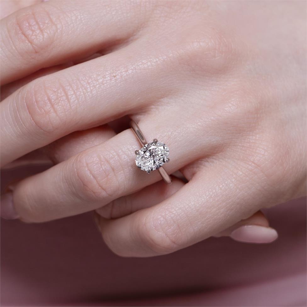 Platinum Oval Diamond Solitaire Engagement Ring 2.01ct Thumbnail Image 1