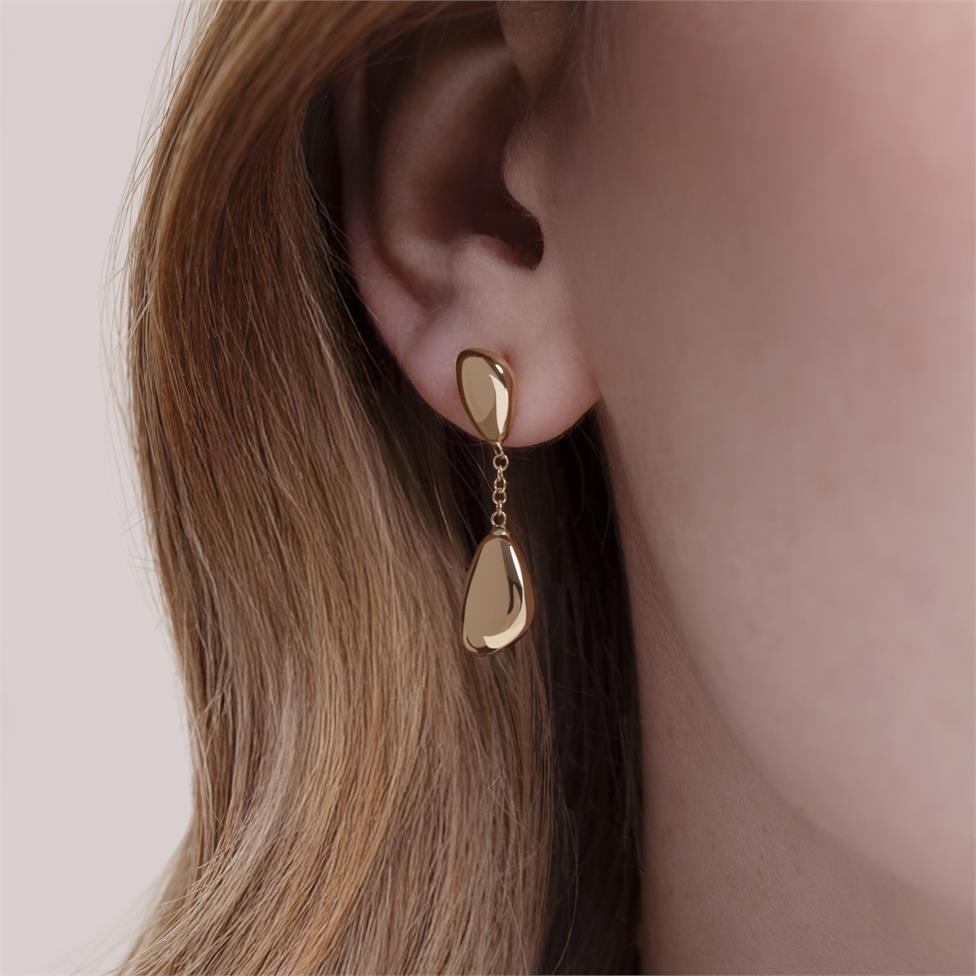 Pebble 18ct Yellow Gold Drop Earring  Thumbnail Image 1
