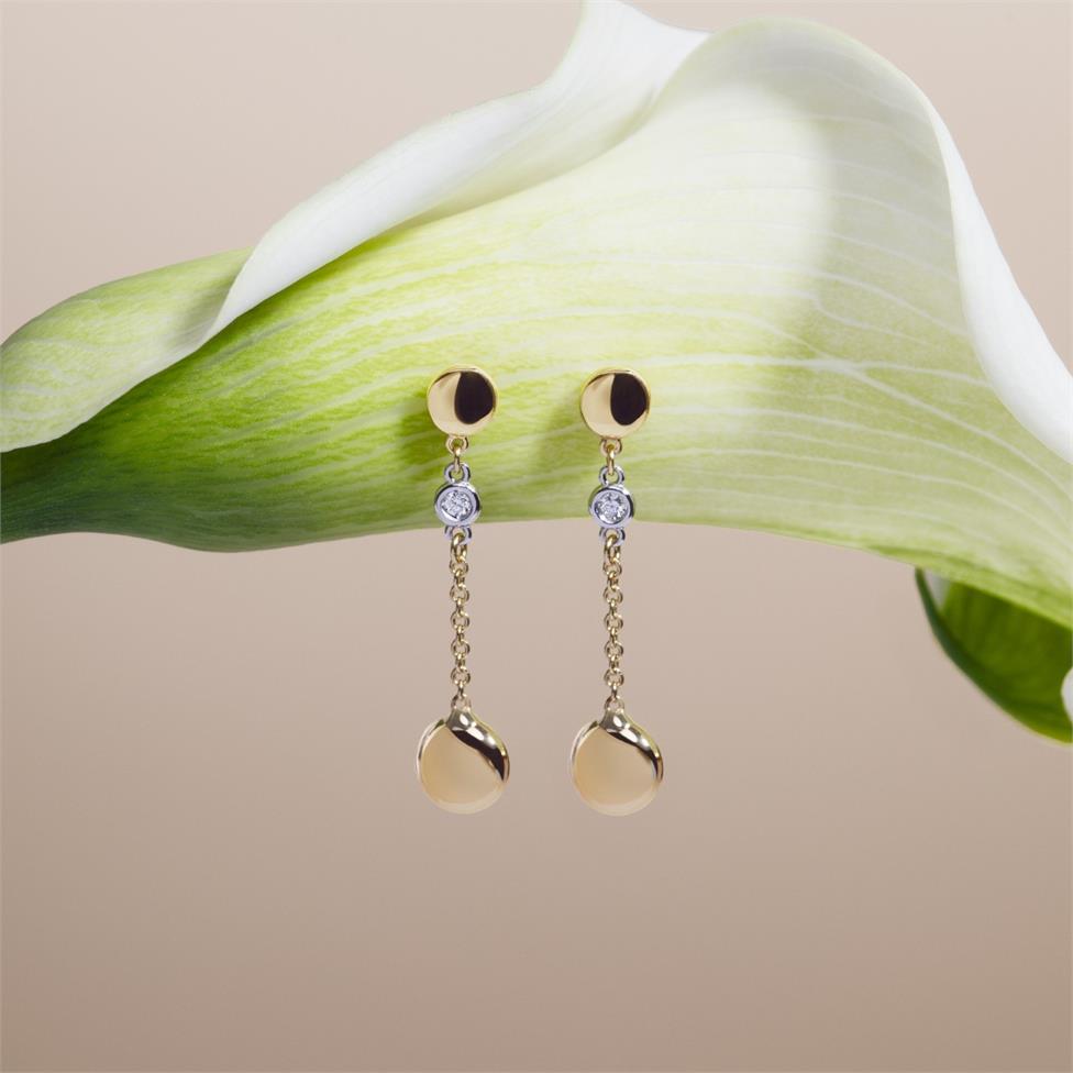 Pebble 18ct Yellow Gold Diamond Drop Earring Thumbnail Image 1