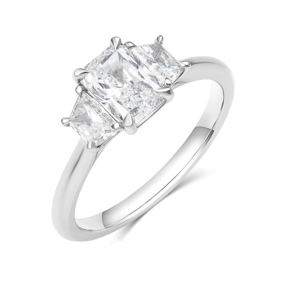 Platinum Radiant Cut Three Stone Diamond Engagement Ring 1.50ct Thumbnail Image 0