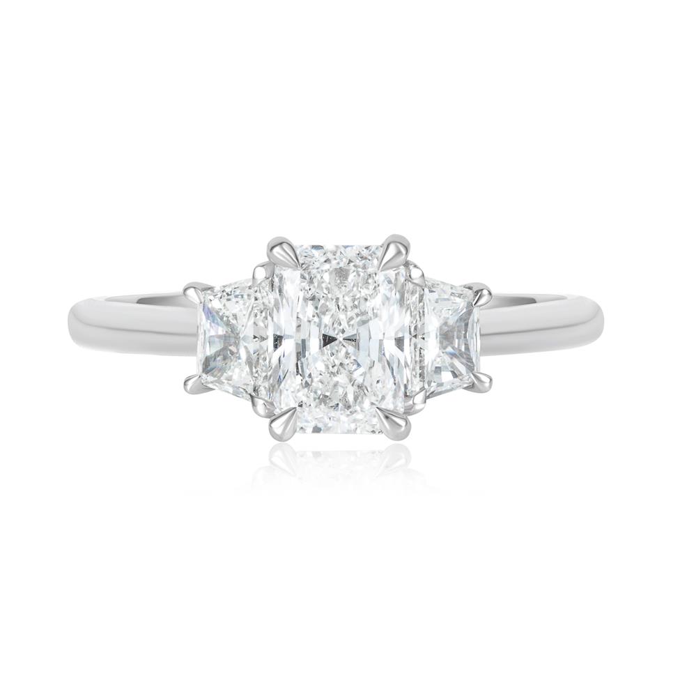 Platinum Radiant Cut Three Stone Diamond Engagement Ring 1.50ct Thumbnail Image 1