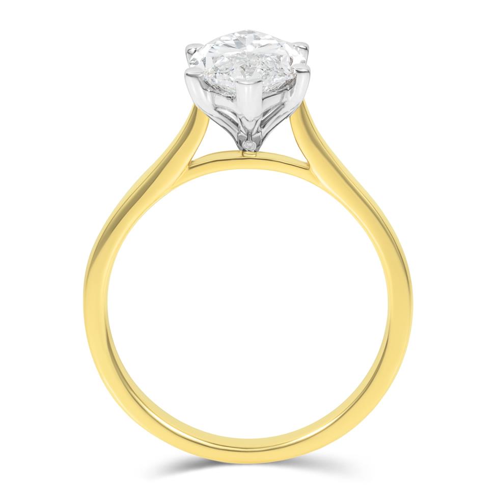 18ct Yellow Gold Lab Grown Marquise Diamond Engagement Ring 2.50ct Thumbnail Image 2