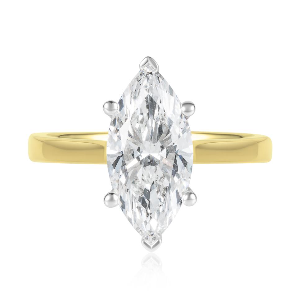 18ct Yellow Gold Lab Grown Marquise Diamond Engagement Ring 2.50ct Thumbnail Image 1